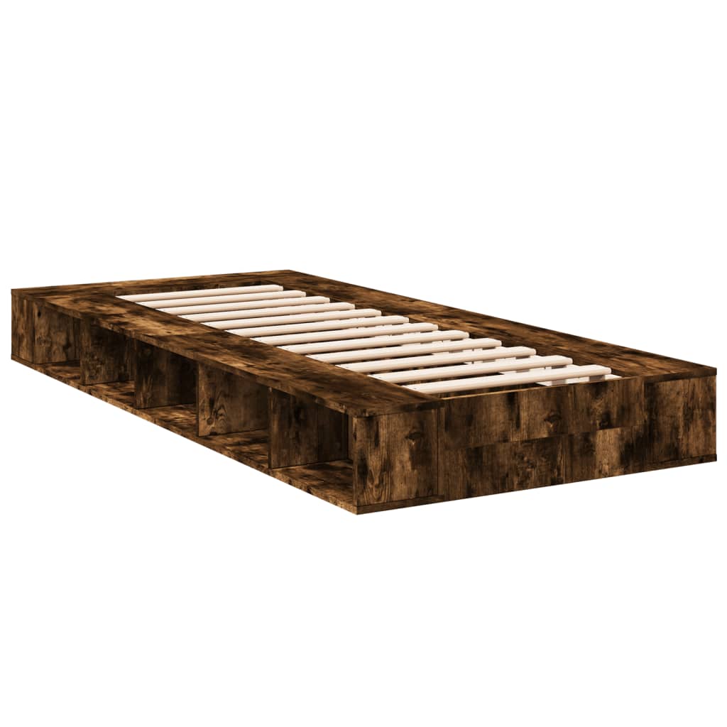 Bedframe bewerkt hout gerookt eikenkleurig 100x200 cm is nu te koop bij PeponiXL, paradijselijk wonen!