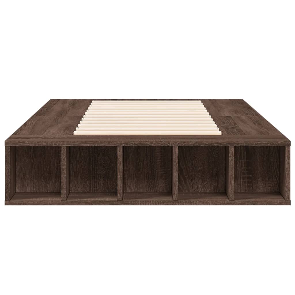 Bedframe bewerkt hout bruin eikenkleur 100x200 cm is nu te koop bij PeponiXL, paradijselijk wonen!
