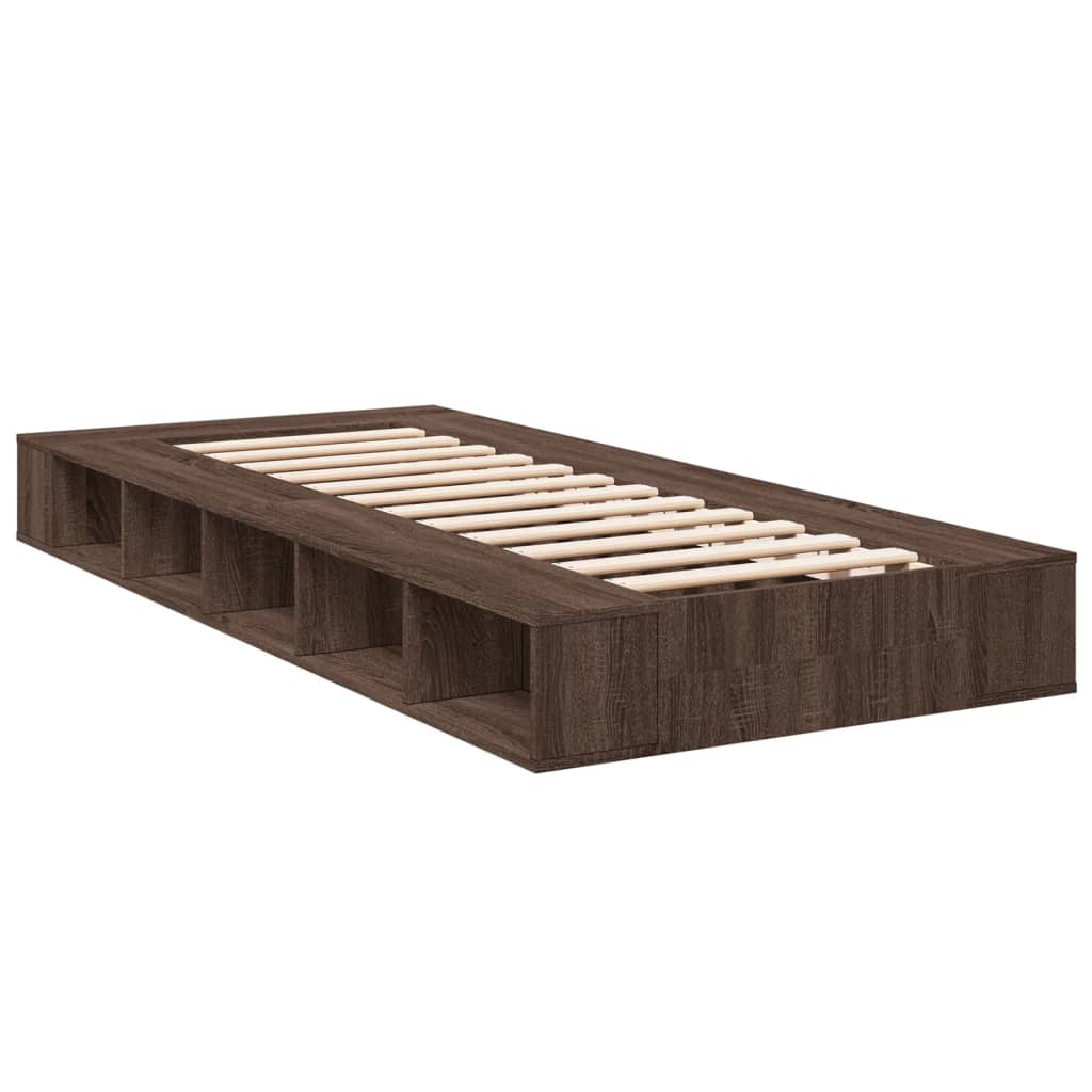 Bedframe bewerkt hout bruin eikenkleur 100x200 cm is nu te koop bij PeponiXL, paradijselijk wonen!