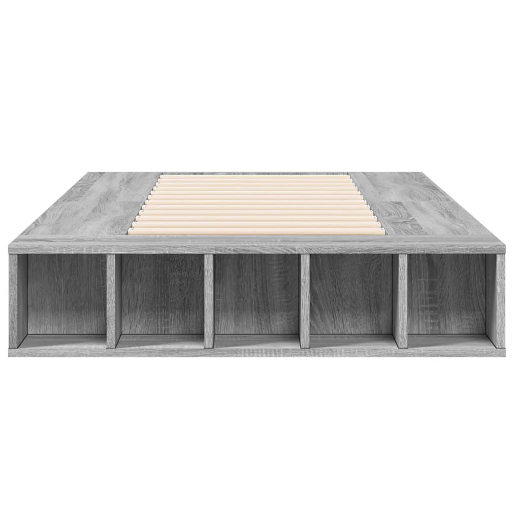Bedframe bewerkt hout grijs sonoma eikenkleurig 90x200 cm is nu te koop bij PeponiXL, paradijselijk wonen!
