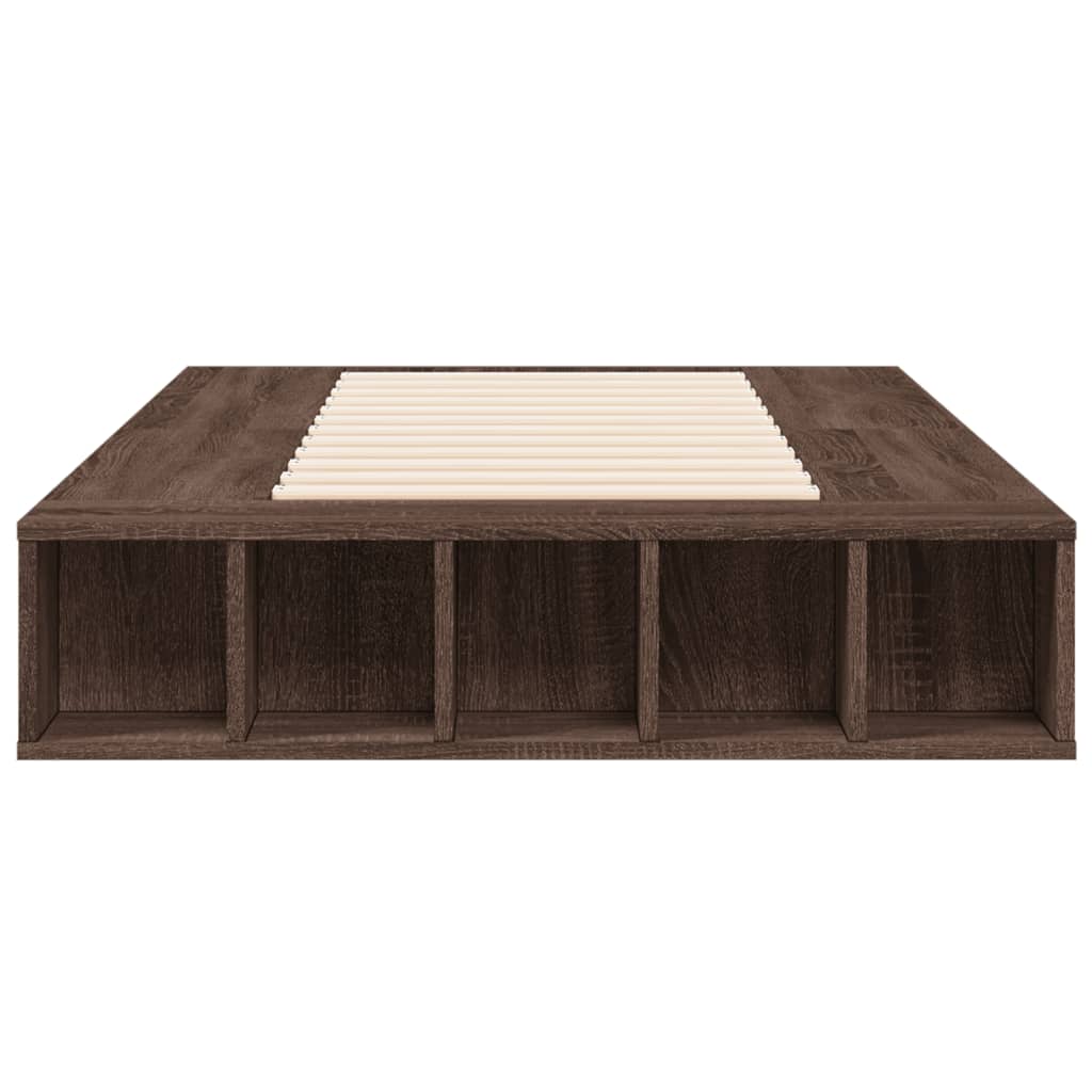 Bedframe bewerkt hout bruin eikenkleur 90x200 cm is nu te koop bij PeponiXL, paradijselijk wonen!