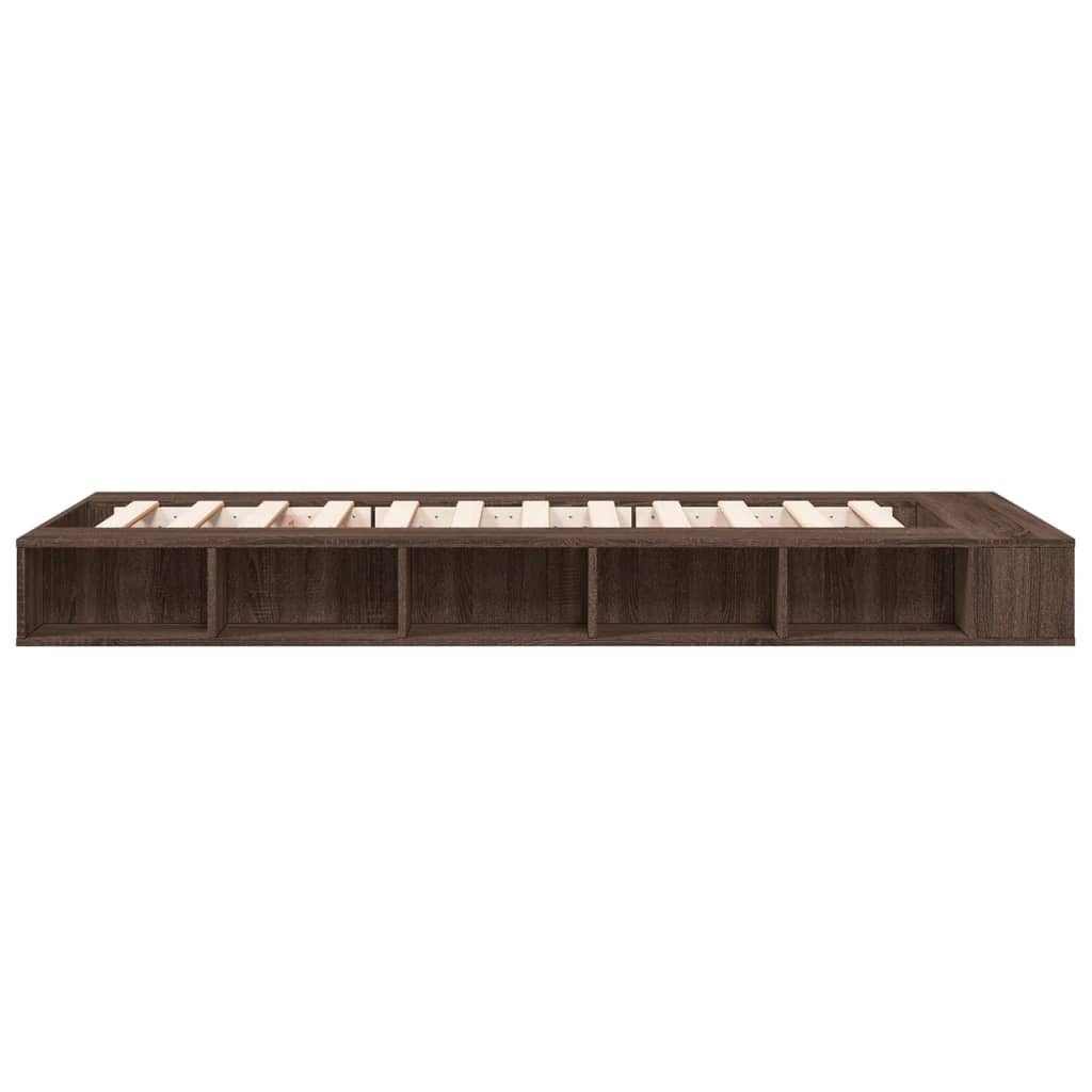 Bedframe bewerkt hout bruin eikenkleur 90x200 cm is nu te koop bij PeponiXL, paradijselijk wonen!