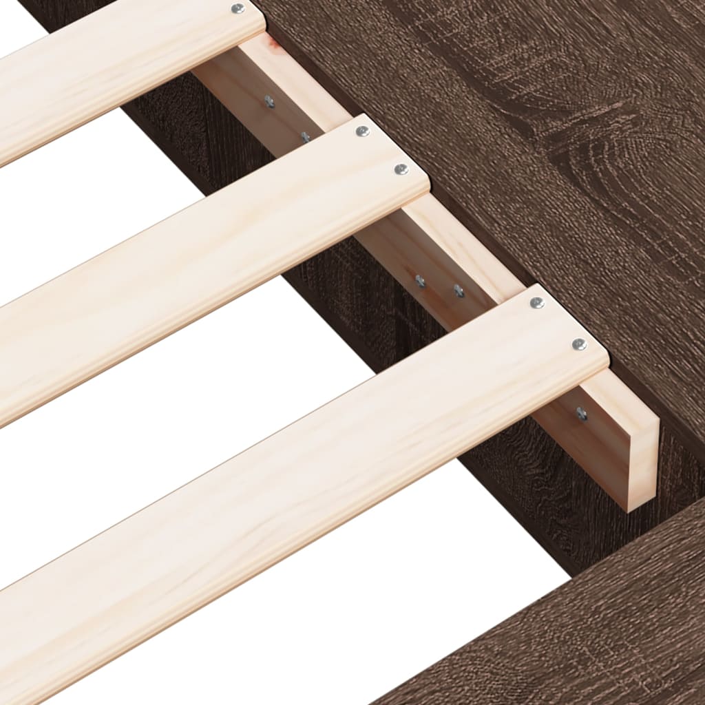 Bedframe bewerkt hout bruin eikenkleur 90x200 cm is nu te koop bij PeponiXL, paradijselijk wonen!