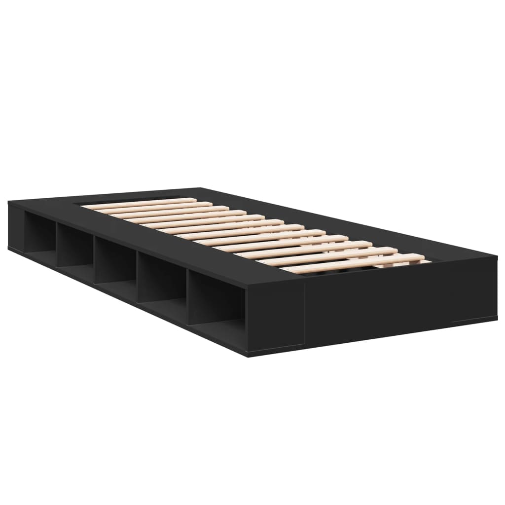 Bedframe bewerkt hout zwart 90x190 cm is nu te koop bij PeponiXL, paradijselijk wonen!