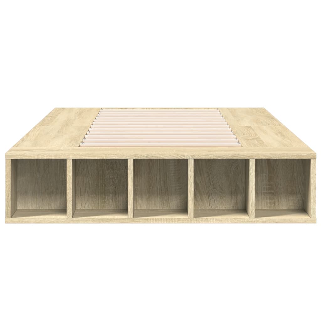Bedframe bewerkt hout sonoma eikenkleurig 90x190 cm is nu te koop bij PeponiXL, paradijselijk wonen!