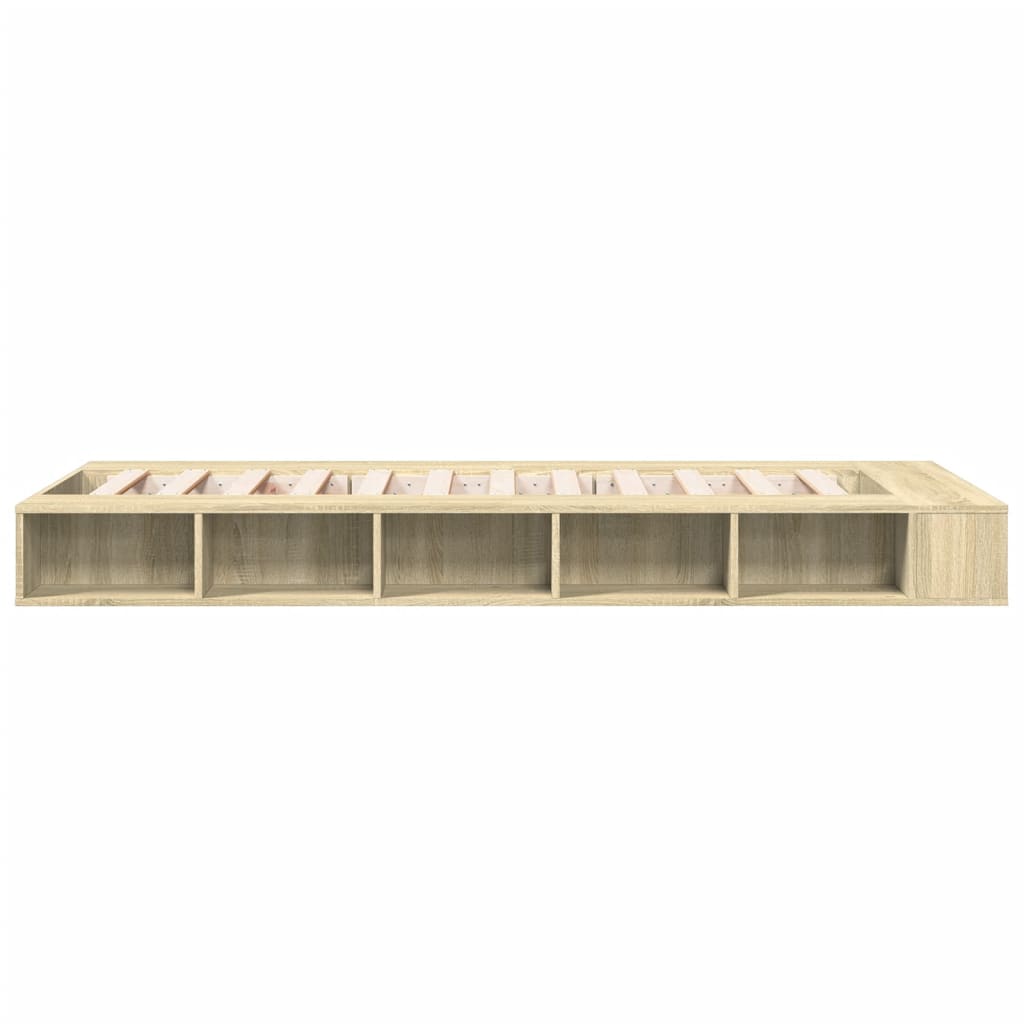 Bedframe bewerkt hout sonoma eikenkleurig 90x190 cm is nu te koop bij PeponiXL, paradijselijk wonen!