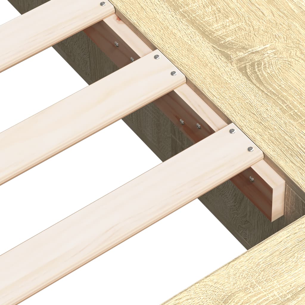 Bedframe bewerkt hout sonoma eikenkleurig 90x190 cm is nu te koop bij PeponiXL, paradijselijk wonen!