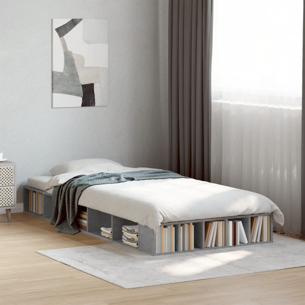 Bedframe bewerkt hout betongrijs 90x190 cm is nu te koop bij PeponiXL, paradijselijk wonen!