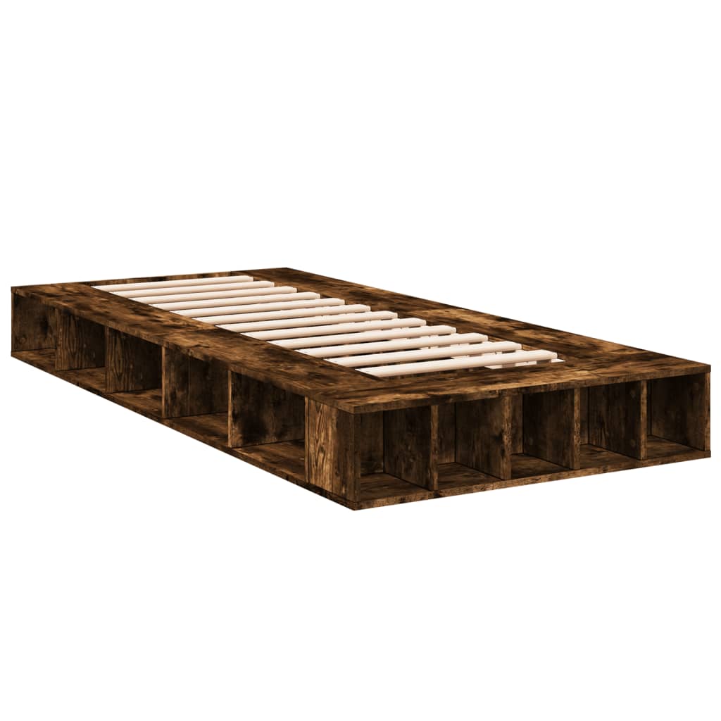 Bedframe bewerkt hout gerookt eikenkleurig 90x190 cm is nu te koop bij PeponiXL, paradijselijk wonen!