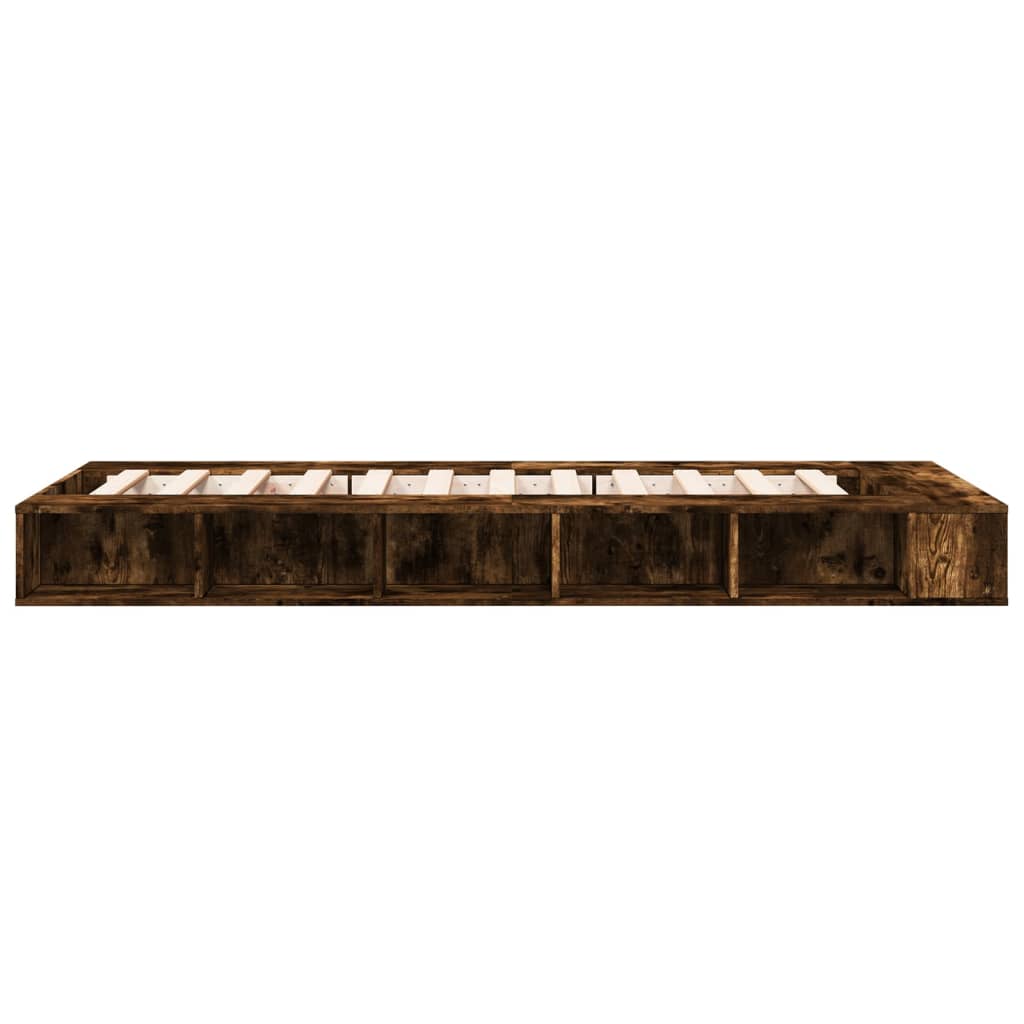 Bedframe bewerkt hout gerookt eikenkleurig 90x190 cm is nu te koop bij PeponiXL, paradijselijk wonen!