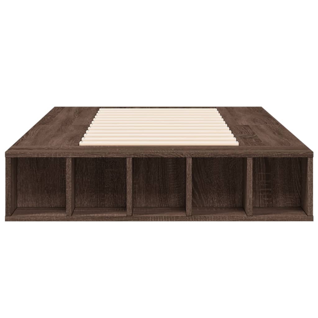 Bedframe bewerkt hout bruin eikenkleur 90x190 cm is nu te koop bij PeponiXL, paradijselijk wonen!