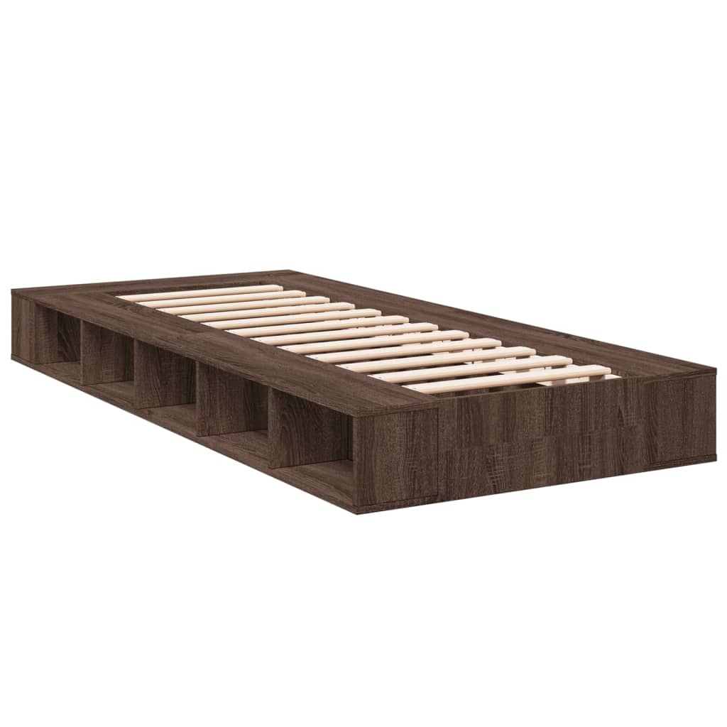 Bedframe bewerkt hout bruin eikenkleur 90x190 cm is nu te koop bij PeponiXL, paradijselijk wonen!