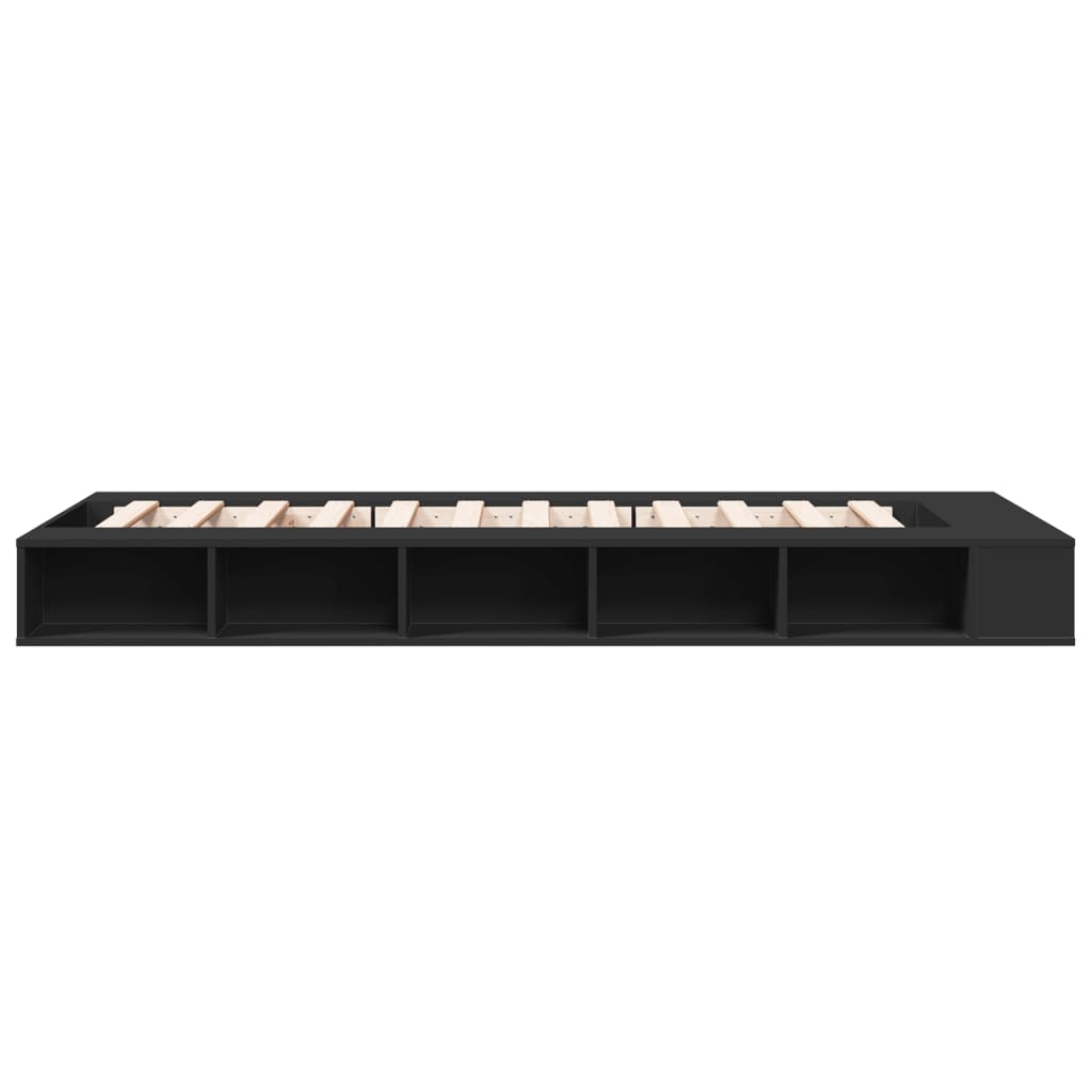 Bedframe bewerkt hout zwart 75x190 cm is nu te koop bij PeponiXL, paradijselijk wonen!