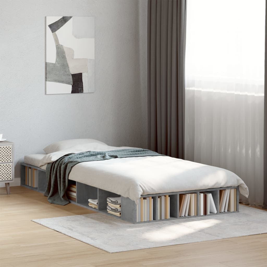 Bedframe bewerkt hout betongrijs 75x190 cm is nu te koop bij PeponiXL, paradijselijk wonen!