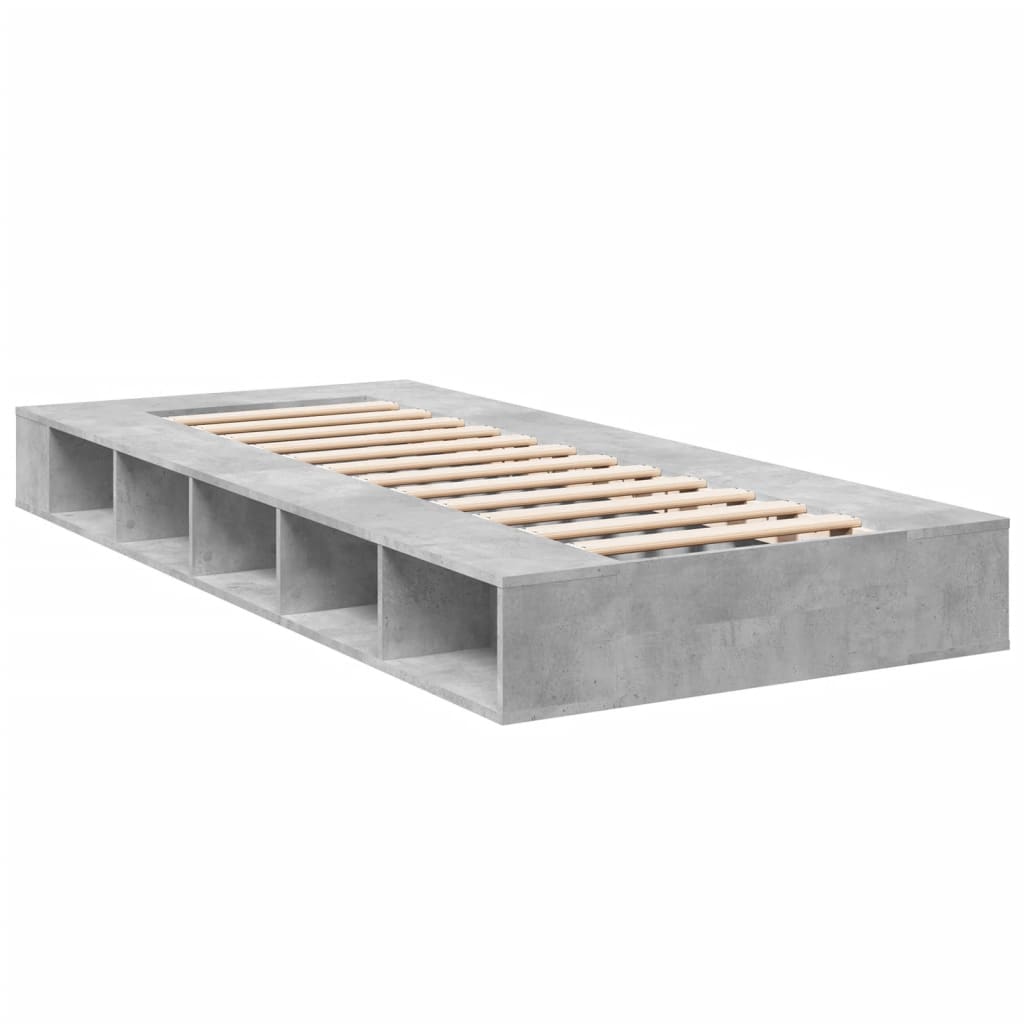 Bedframe bewerkt hout betongrijs 75x190 cm is nu te koop bij PeponiXL, paradijselijk wonen!