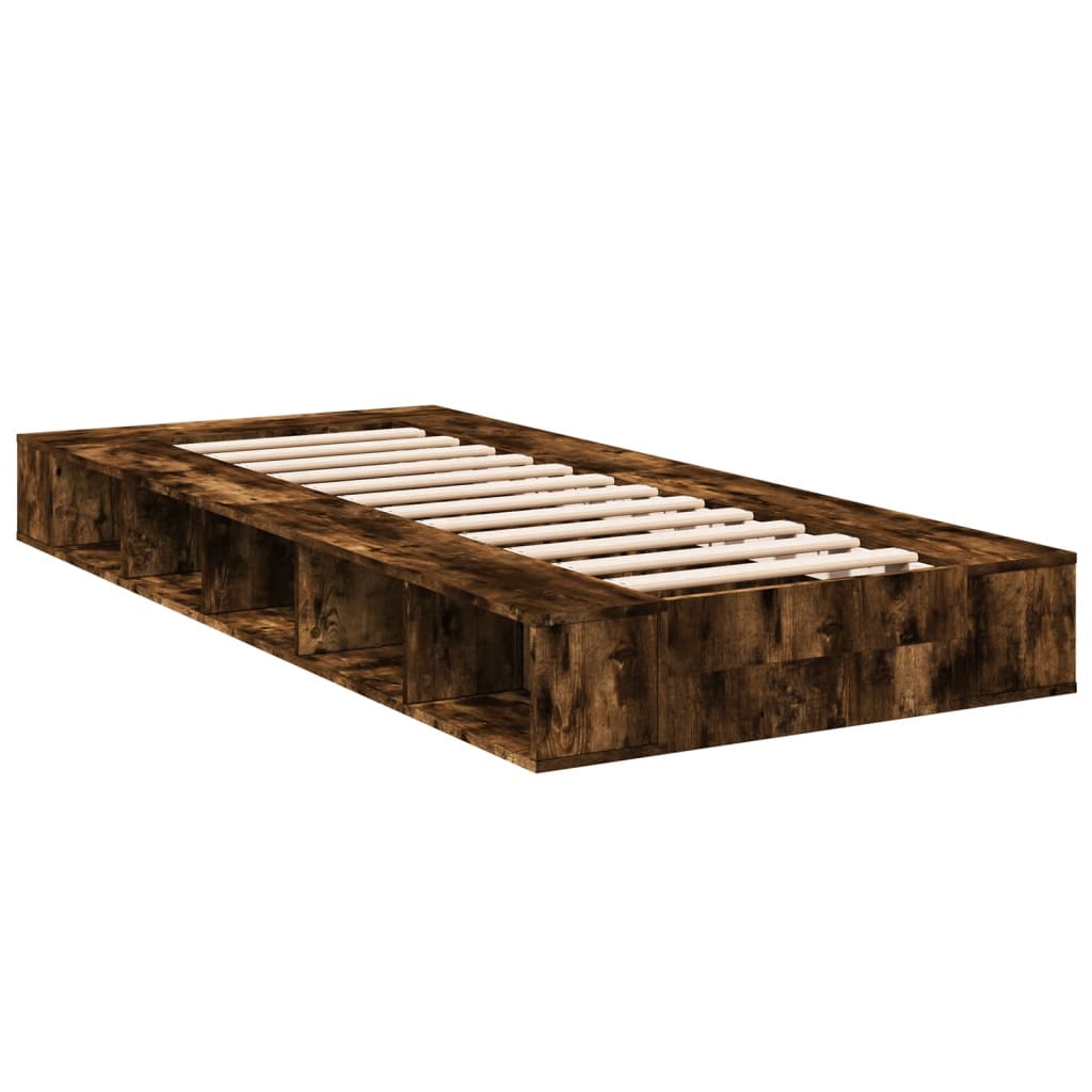 Bedframe bewerkt hout gerookt eikenkleurig 75x190 cm is nu te koop bij PeponiXL, paradijselijk wonen!