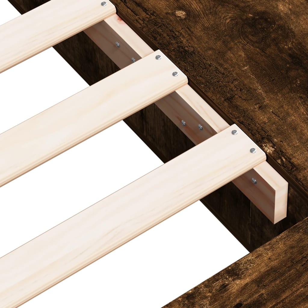 Bedframe bewerkt hout gerookt eikenkleurig 75x190 cm is nu te koop bij PeponiXL, paradijselijk wonen!