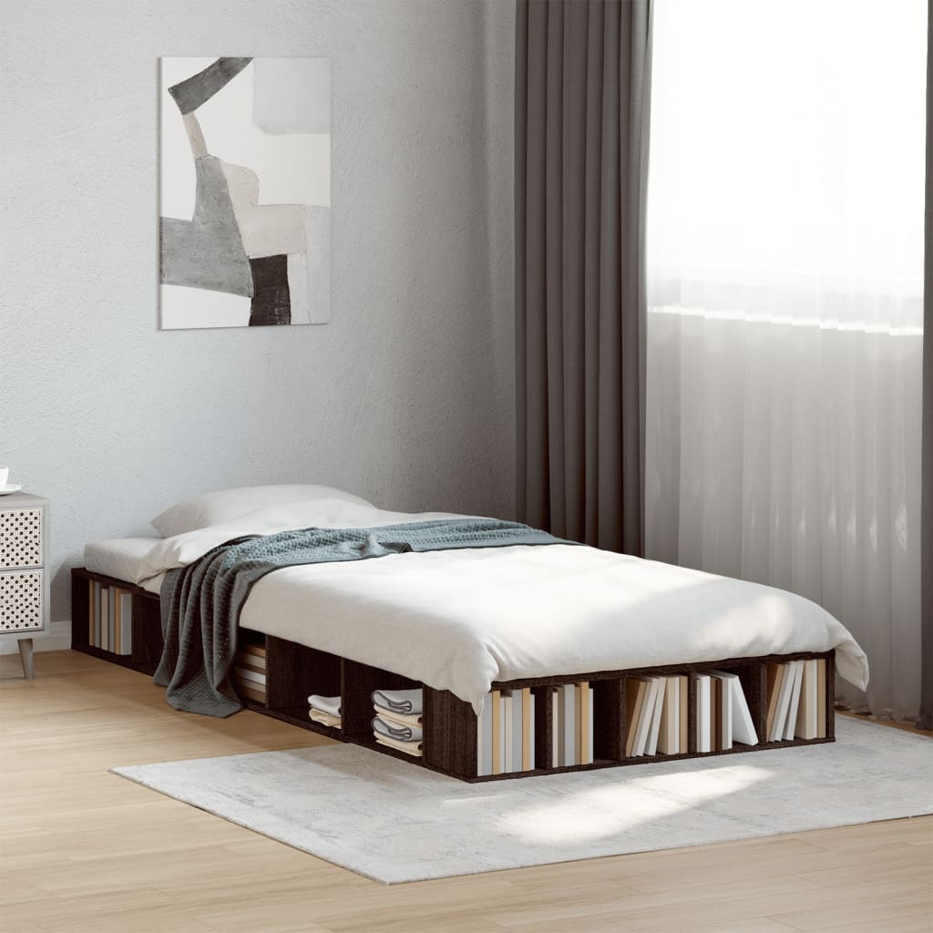 Bedframe bewerkt hout bruin eikenkleur 75x190 cm is nu te koop bij PeponiXL, paradijselijk wonen!