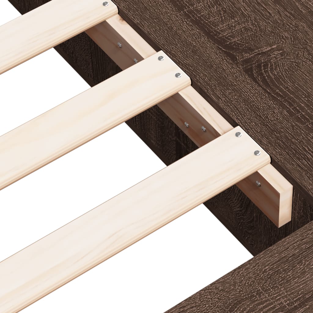 Bedframe bewerkt hout bruin eikenkleur 75x190 cm is nu te koop bij PeponiXL, paradijselijk wonen!