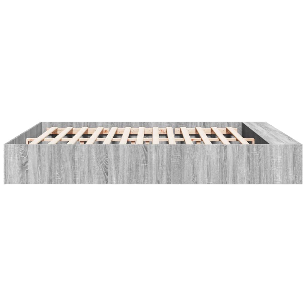 Bedframe bewerkt hout grijs sonoma eikenkleurig 200x200 cm is nu te koop bij PeponiXL, paradijselijk wonen!