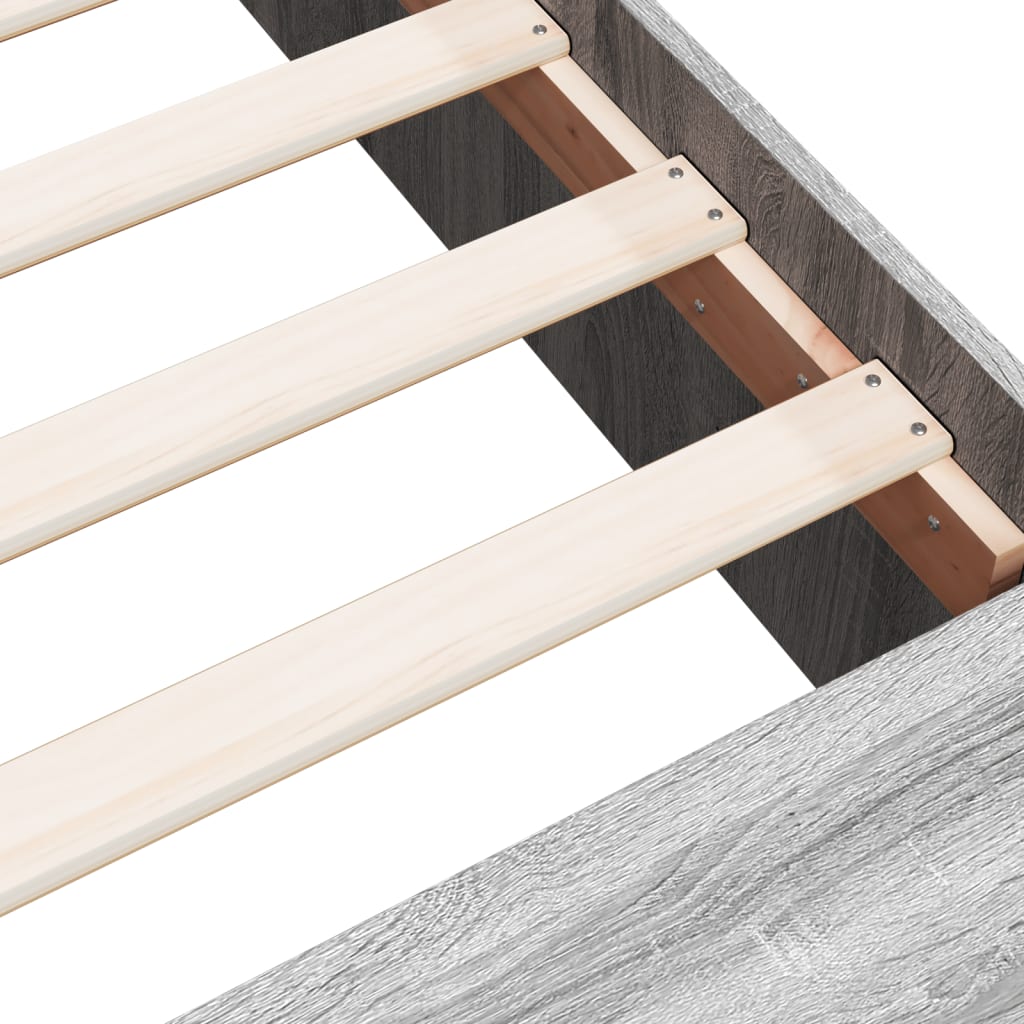 Bedframe bewerkt hout grijs sonoma eikenkleurig 200x200 cm is nu te koop bij PeponiXL, paradijselijk wonen!