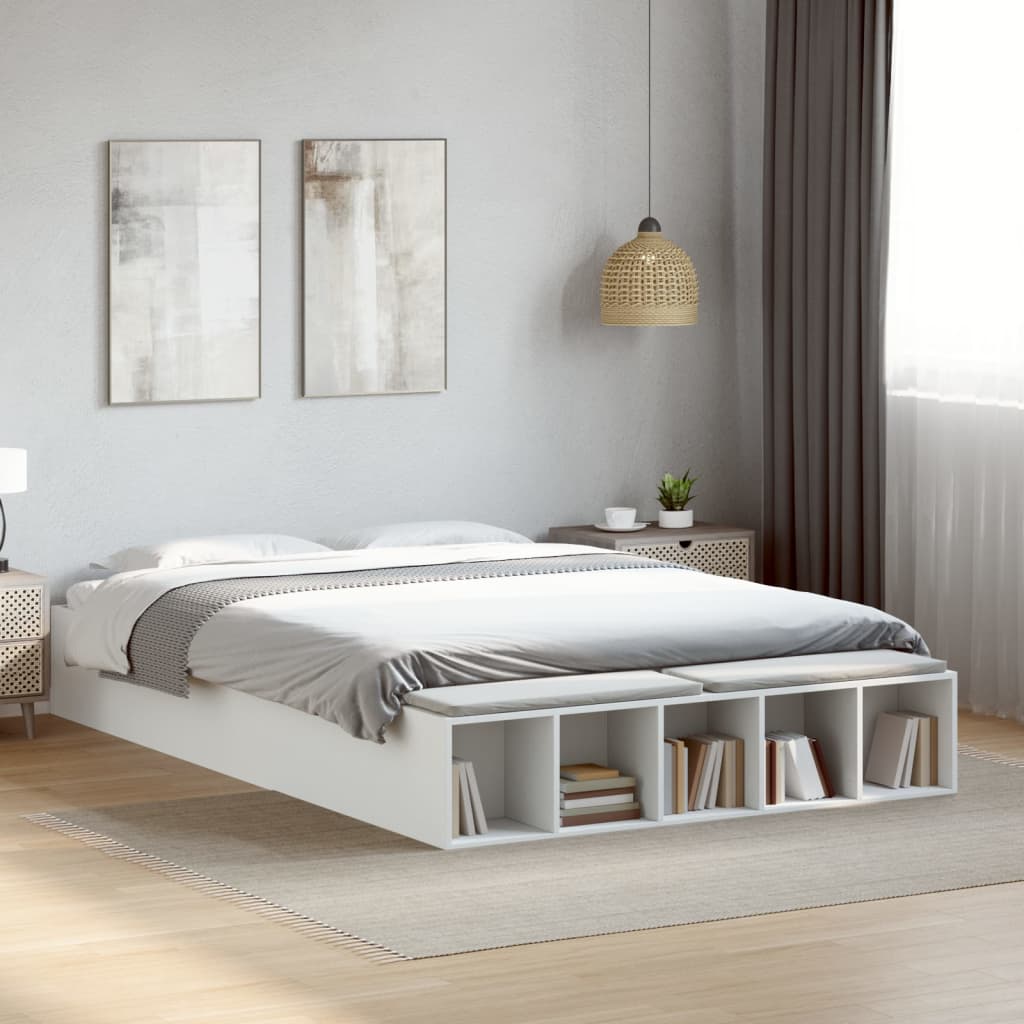 Bedframe bewerkt hout wit 150x200 cm is nu te koop bij PeponiXL, paradijselijk wonen!