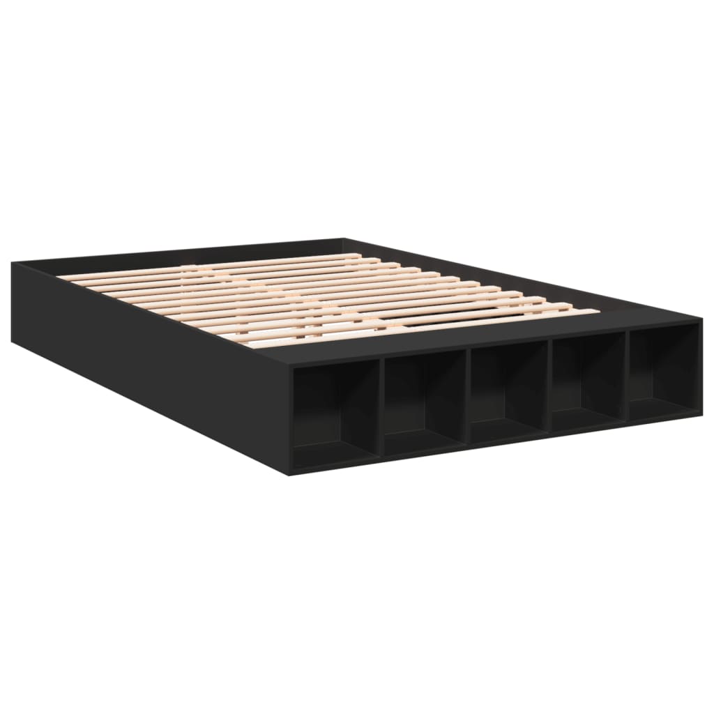 Bedframe bewerkt hout zwart 150x200 cm is nu te koop bij PeponiXL, paradijselijk wonen!