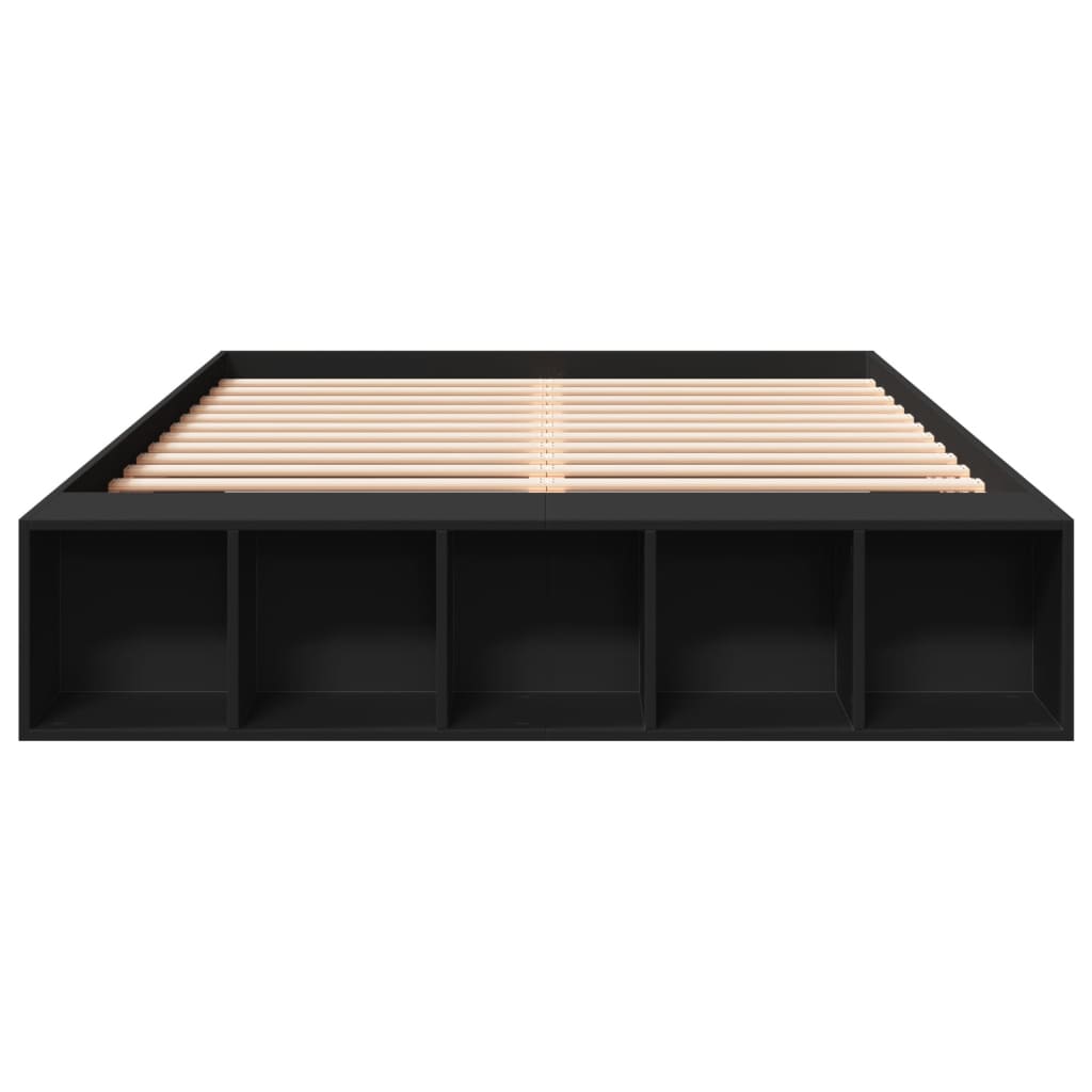 Bedframe bewerkt hout zwart 150x200 cm is nu te koop bij PeponiXL, paradijselijk wonen!