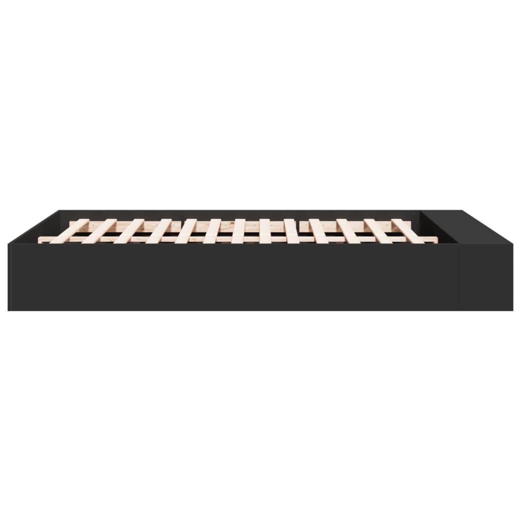 Bedframe bewerkt hout zwart 150x200 cm is nu te koop bij PeponiXL, paradijselijk wonen!