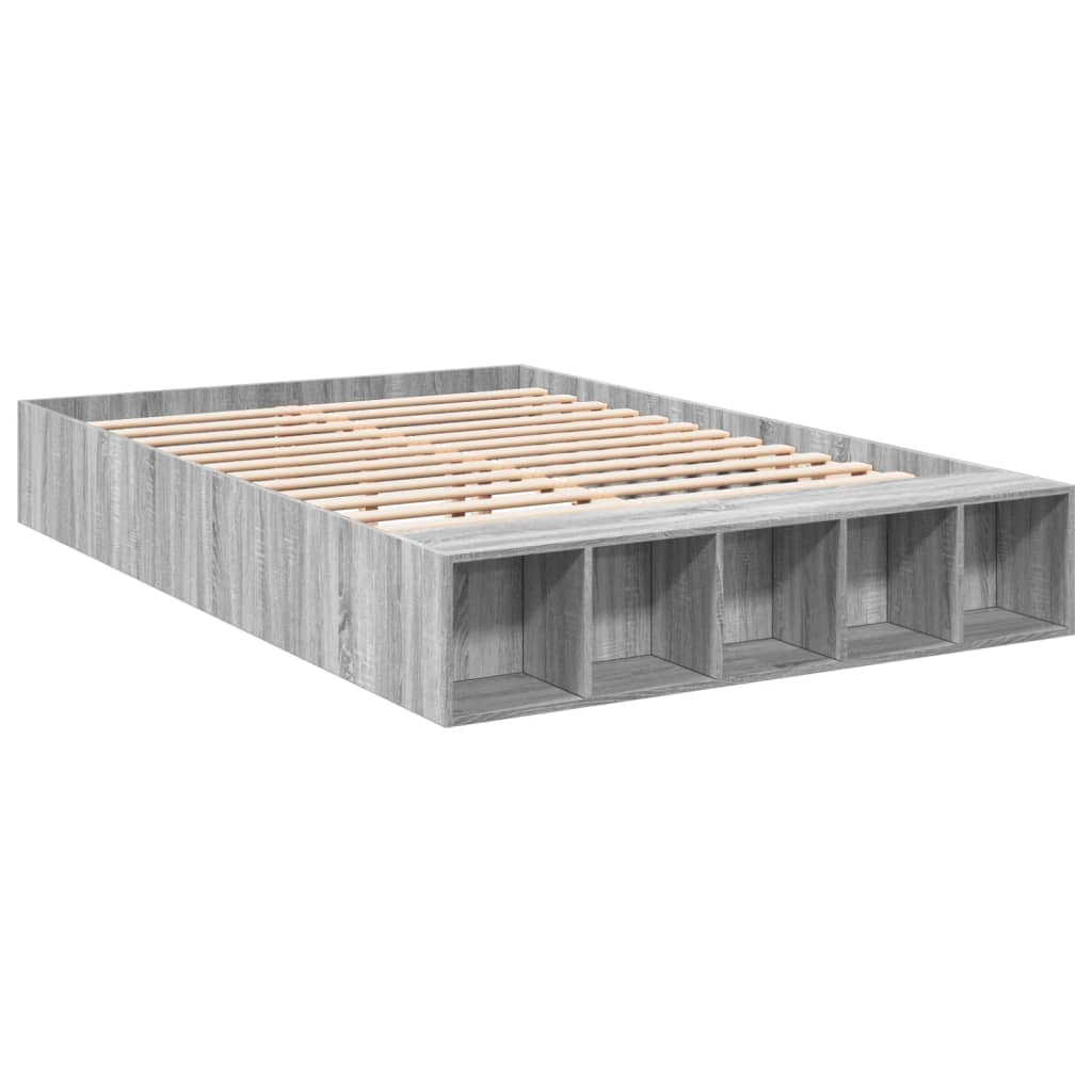 Bedframe bewerkt hout grijs sonoma eikenkleurig 140x200 cm is nu te koop bij PeponiXL, paradijselijk wonen!