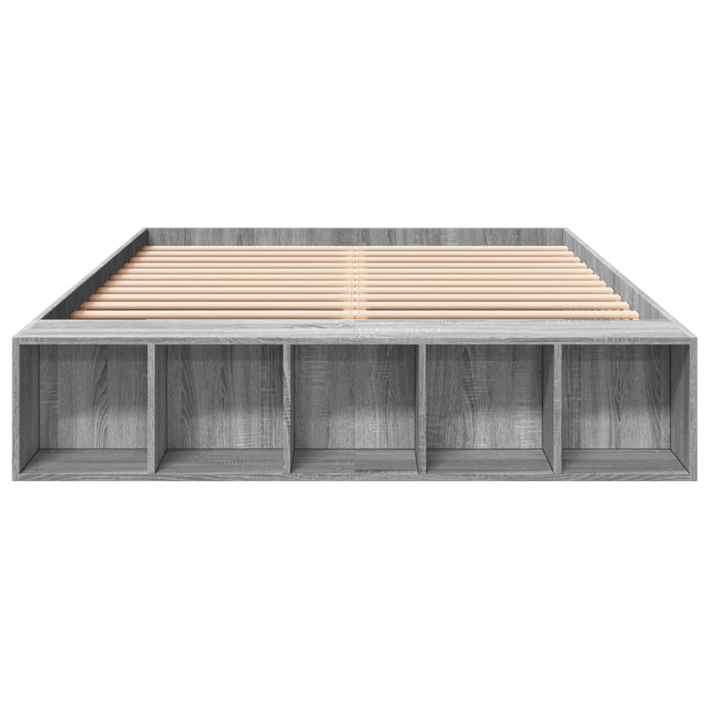 Bedframe bewerkt hout grijs sonoma eikenkleurig 140x200 cm is nu te koop bij PeponiXL, paradijselijk wonen!