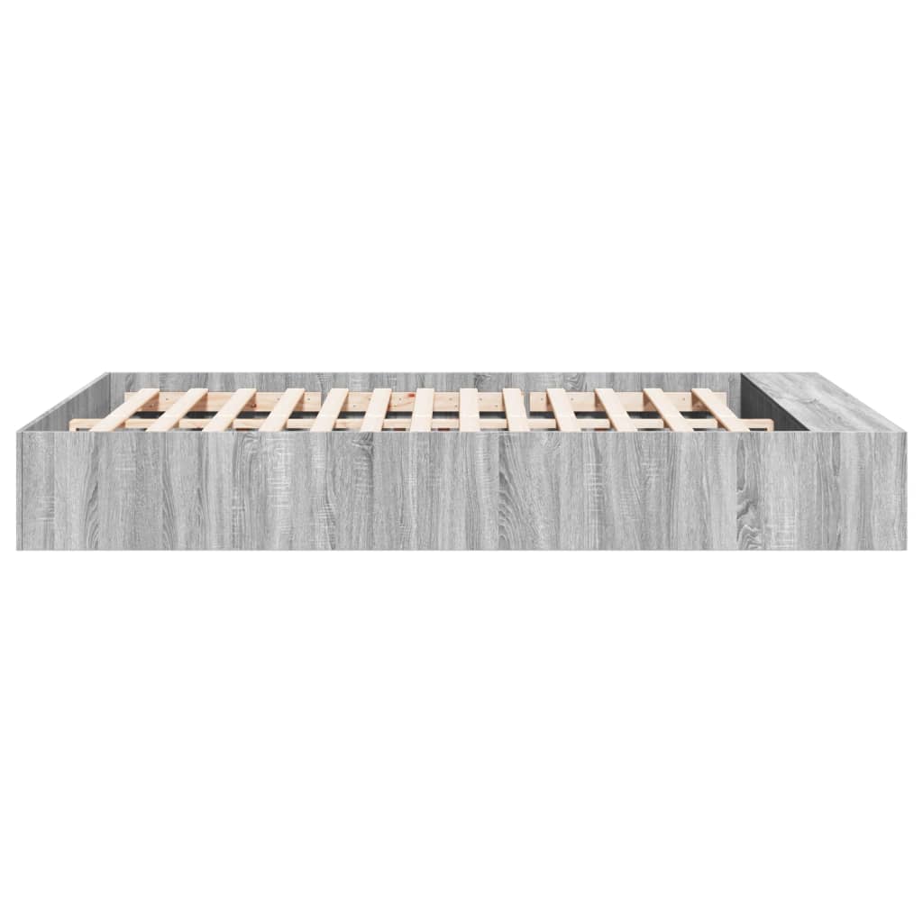 Bedframe bewerkt hout grijs sonoma eikenkleurig 140x200 cm is nu te koop bij PeponiXL, paradijselijk wonen!
