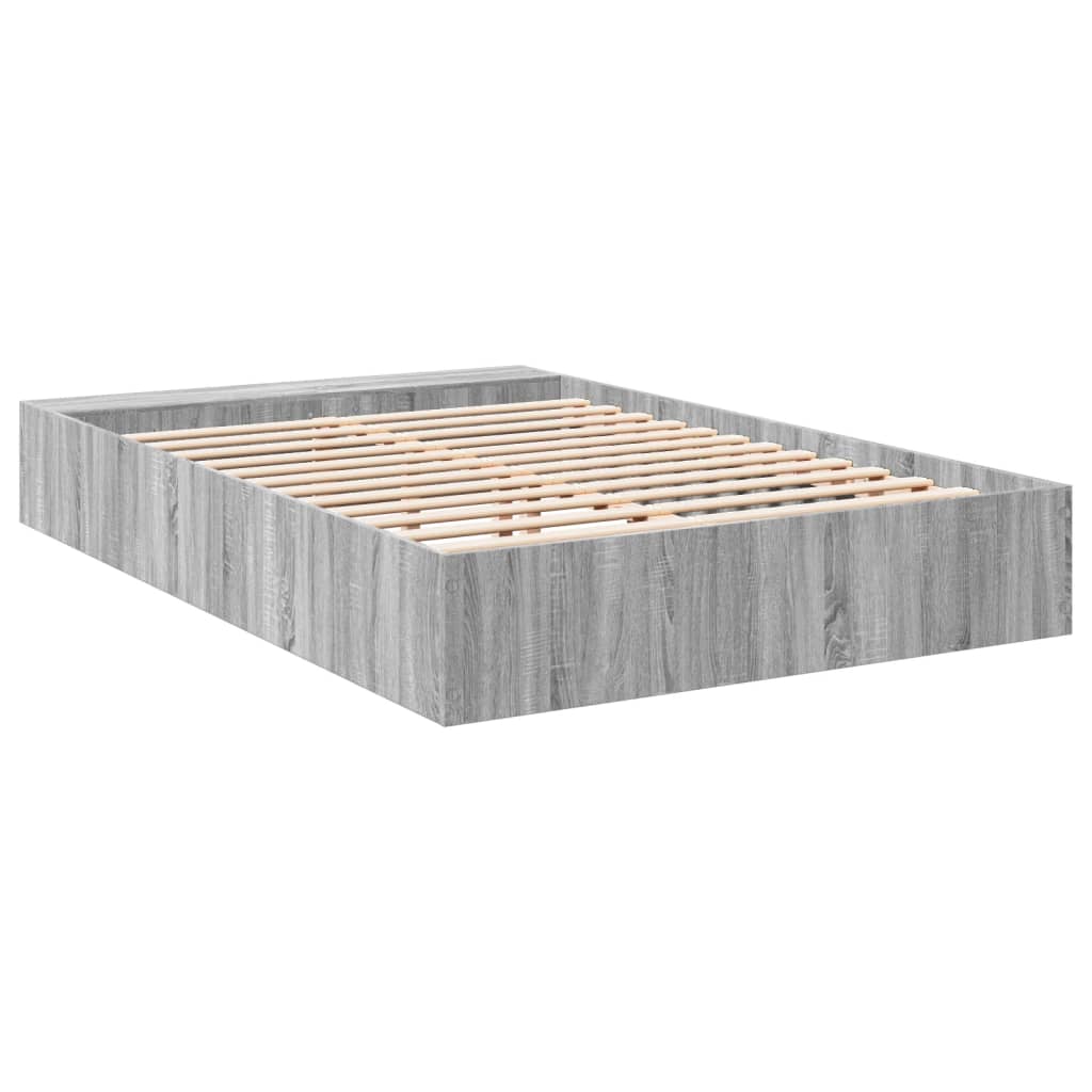 Bedframe bewerkt hout grijs sonoma eikenkleurig 140x200 cm is nu te koop bij PeponiXL, paradijselijk wonen!