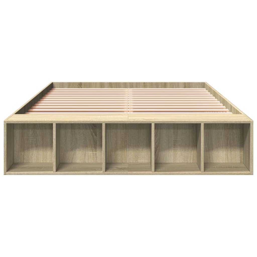 Bedframe bewerkt hout sonoma eikenkleurig 120x200 cm is nu te koop bij PeponiXL, paradijselijk wonen!