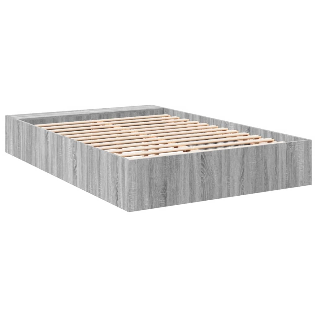 Bedframe bewerkt hout grijs sonoma eikenkleurig 120x200 cm is nu te koop bij PeponiXL, paradijselijk wonen!