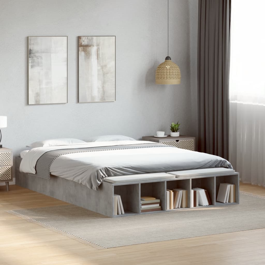 Bedframe bewerkt hout betongrijs 140x190 cm is nu te koop bij PeponiXL, paradijselijk wonen!