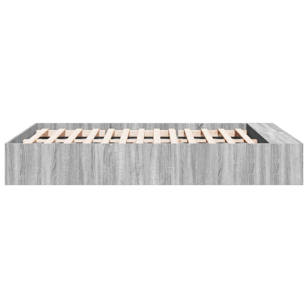 Bedframe bewerkt hout grijs sonoma eikenkleurig 140x190 cm is nu te koop bij PeponiXL, paradijselijk wonen!