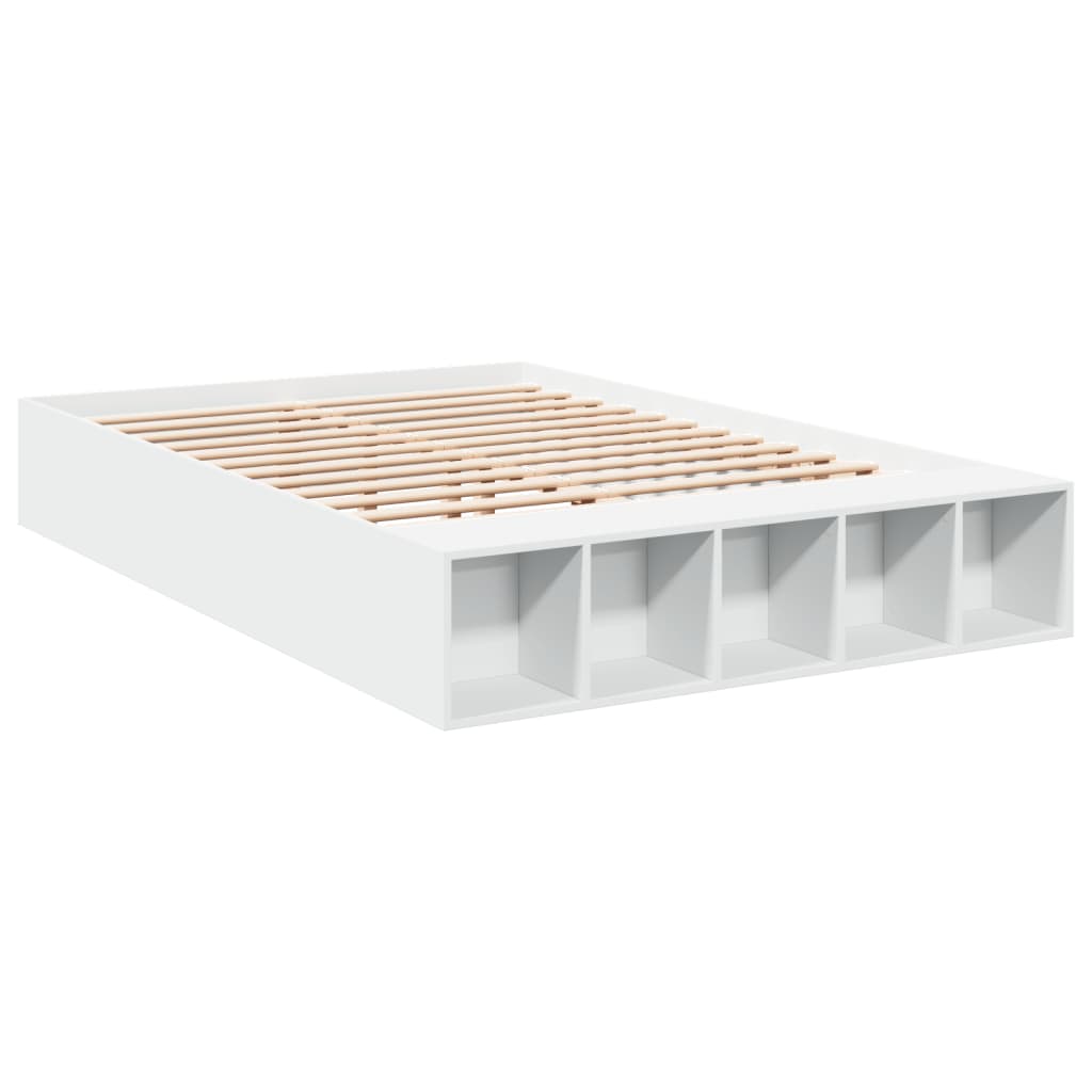 Bedframe bewerkt hout wit 135x190 cm is nu te koop bij PeponiXL, paradijselijk wonen!