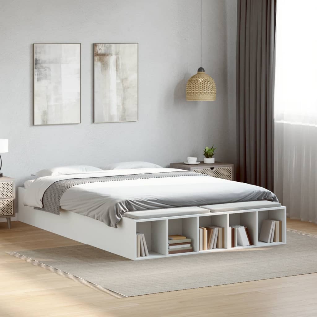 Bedframe bewerkt hout wit 135x190 cm is nu te koop bij PeponiXL, paradijselijk wonen!