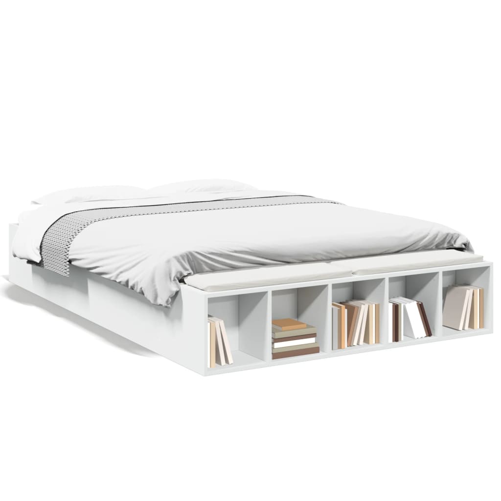 Bedframe bewerkt hout wit 135x190 cm is nu te koop bij PeponiXL, paradijselijk wonen!
