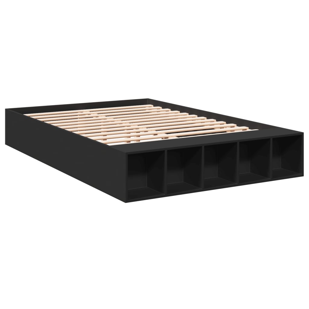Bedframe bewerkt hout zwart 120x190 cm is nu te koop bij PeponiXL, paradijselijk wonen!