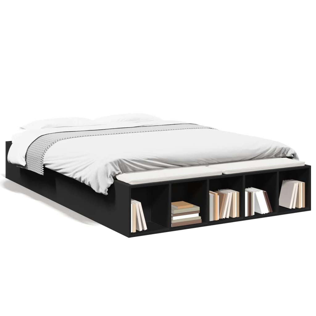 Bedframe bewerkt hout zwart 120x190 cm is nu te koop bij PeponiXL, paradijselijk wonen!