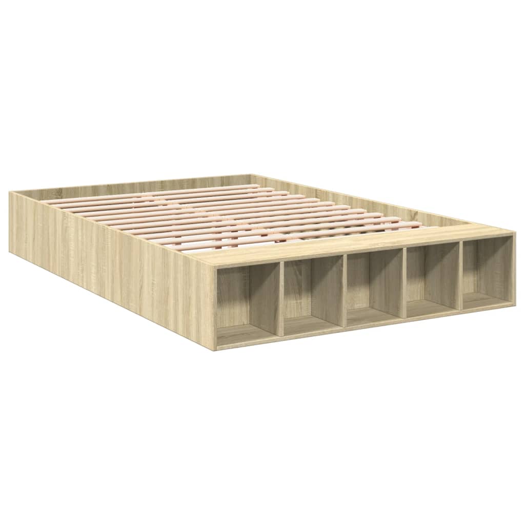 Bedframe bewerkt hout sonoma eikenkleurig 120x190 cm is nu te koop bij PeponiXL, paradijselijk wonen!
