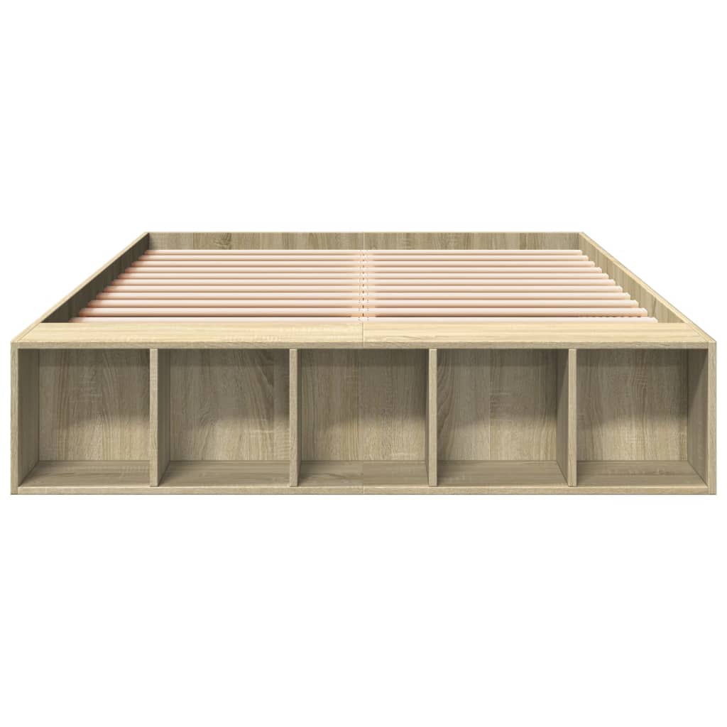 Bedframe bewerkt hout sonoma eikenkleurig 120x190 cm is nu te koop bij PeponiXL, paradijselijk wonen!
