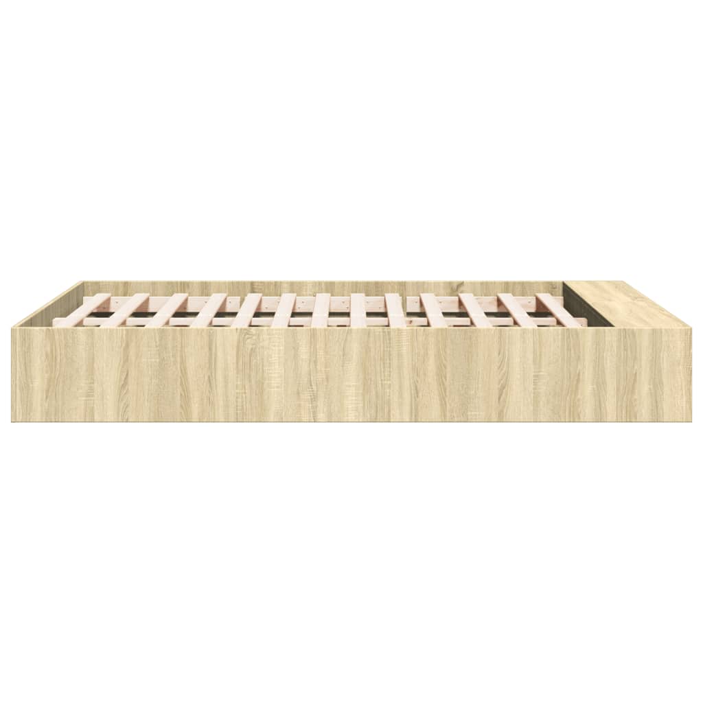 Bedframe bewerkt hout sonoma eikenkleurig 120x190 cm is nu te koop bij PeponiXL, paradijselijk wonen!
