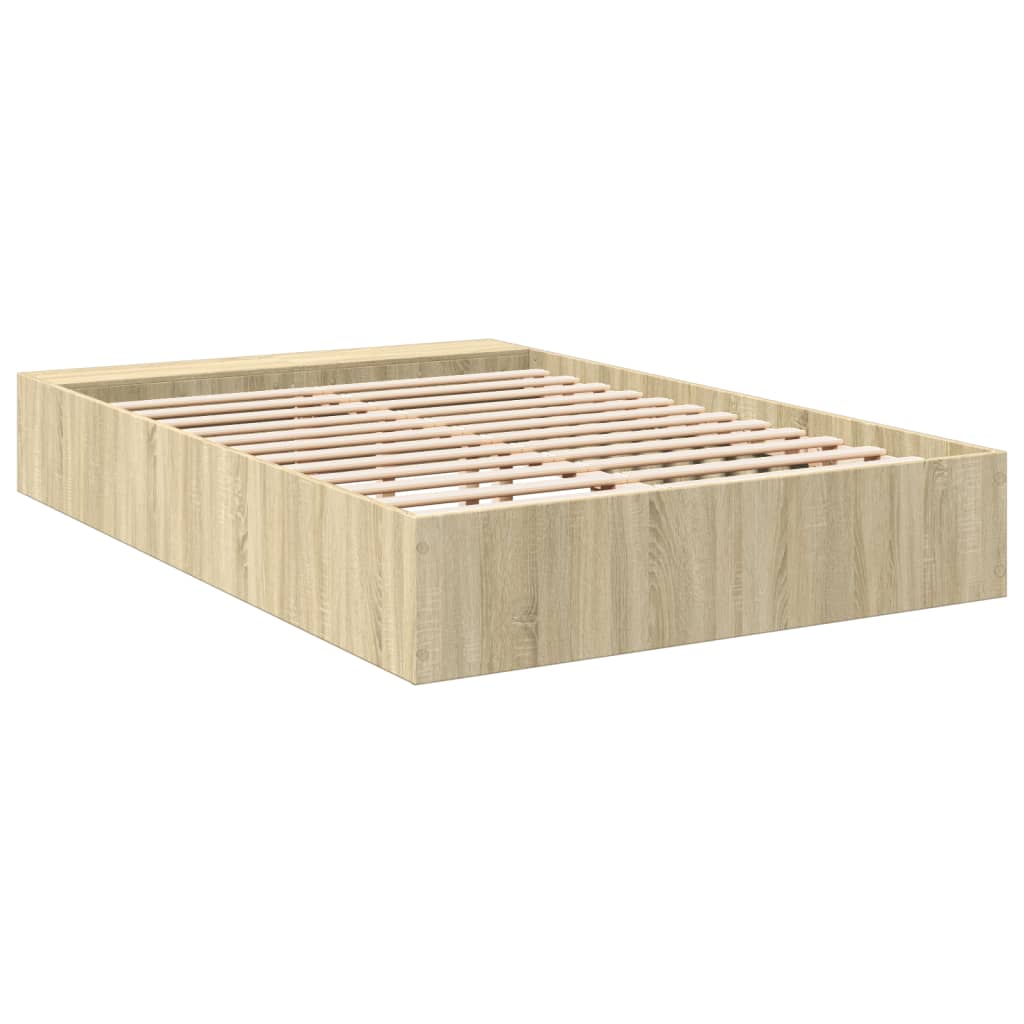 Bedframe bewerkt hout sonoma eikenkleurig 120x190 cm is nu te koop bij PeponiXL, paradijselijk wonen!