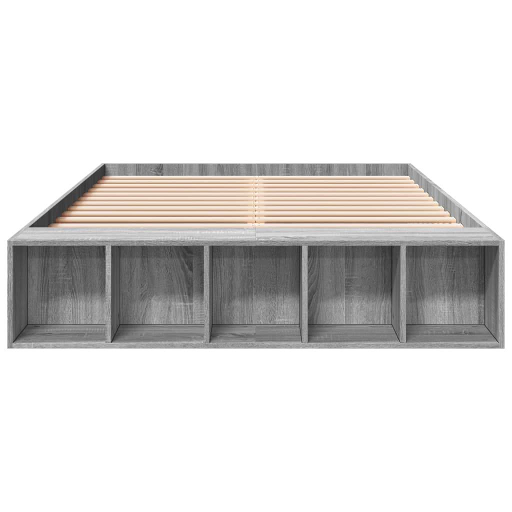 Bedframe bewerkt hout grijs sonoma eikenkleurig 120x190 cm is nu te koop bij PeponiXL, paradijselijk wonen!