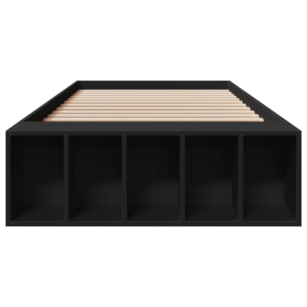 Bedframe bewerkt hout zwart 100x200 cm is nu te koop bij PeponiXL, paradijselijk wonen!