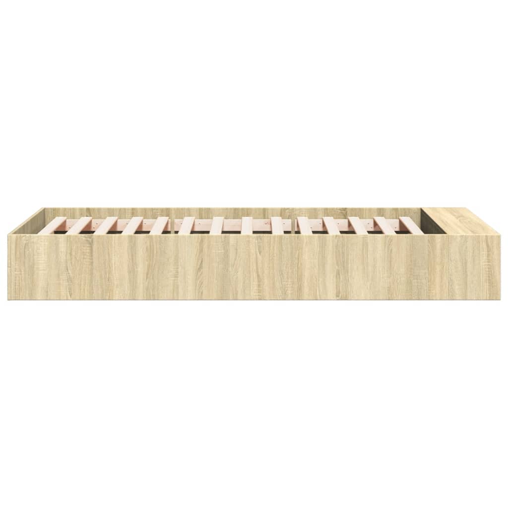 Bedframe bewerkt hout sonoma eikenkleurig 100x200 cm is nu te koop bij PeponiXL, paradijselijk wonen!