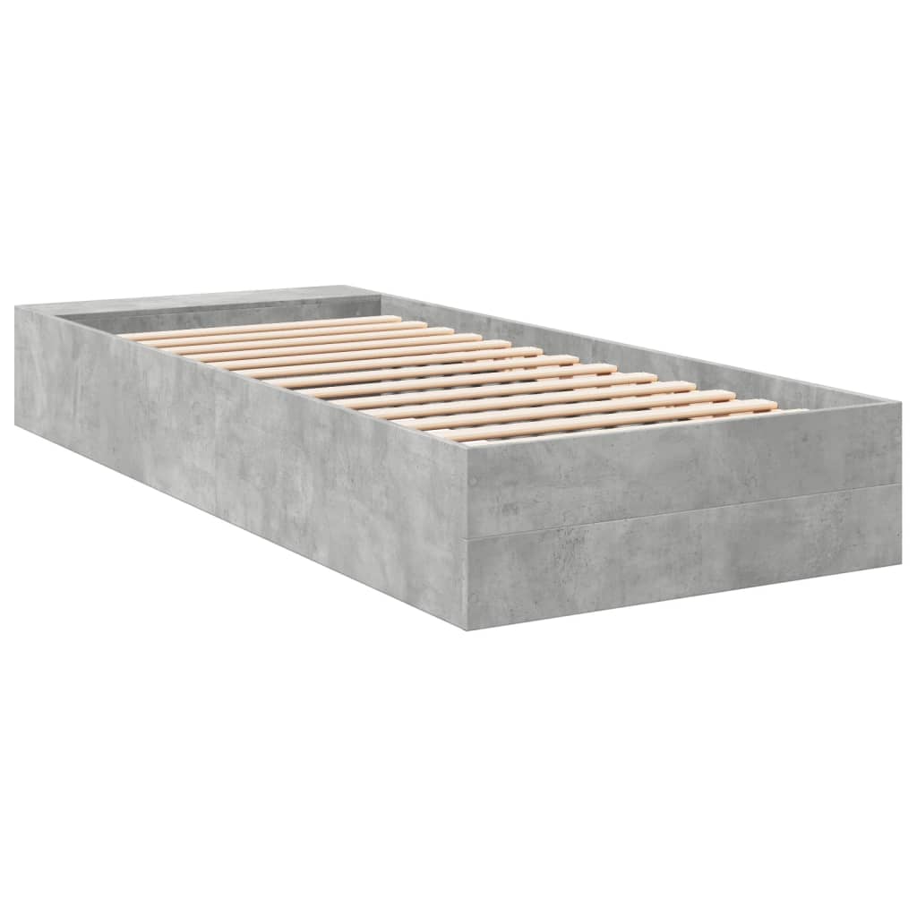 Bedframe bewerkt hout betongrijs 100x200 cm is nu te koop bij PeponiXL, paradijselijk wonen!